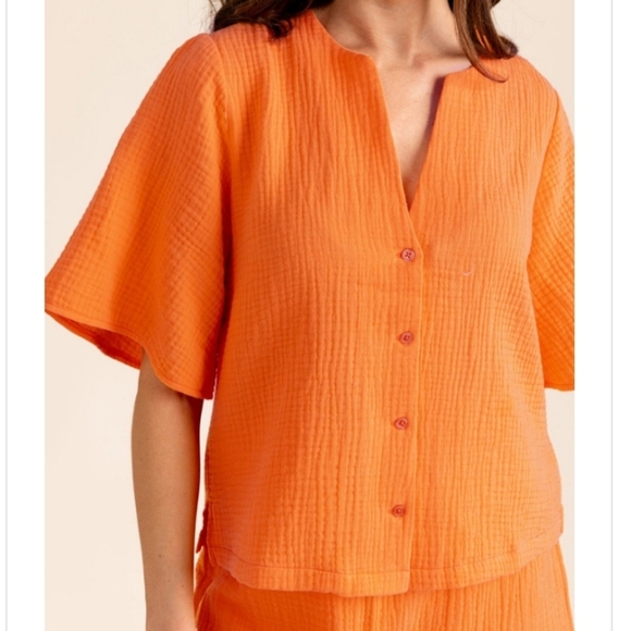 S'edge Rowan Top Shirt & Leslie Skorts 2 Piece Women's Orange Button Front set L - Picture 3 of 14